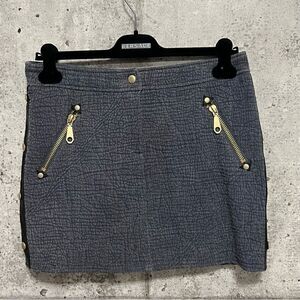 𝅺REBECCA Minkoff Crinkled Worn Skirt with Lamb Leather